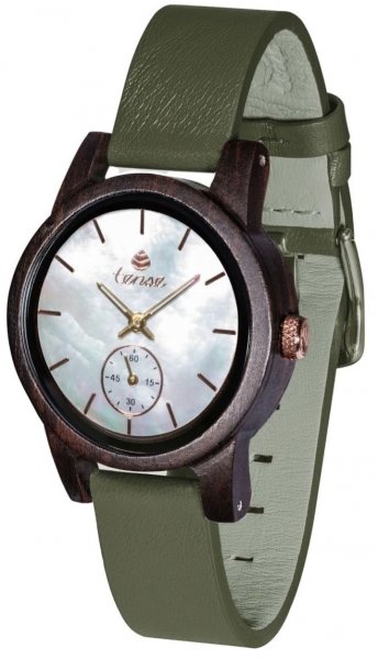 Holzuhr: Womens Leather Hampton Leadwood