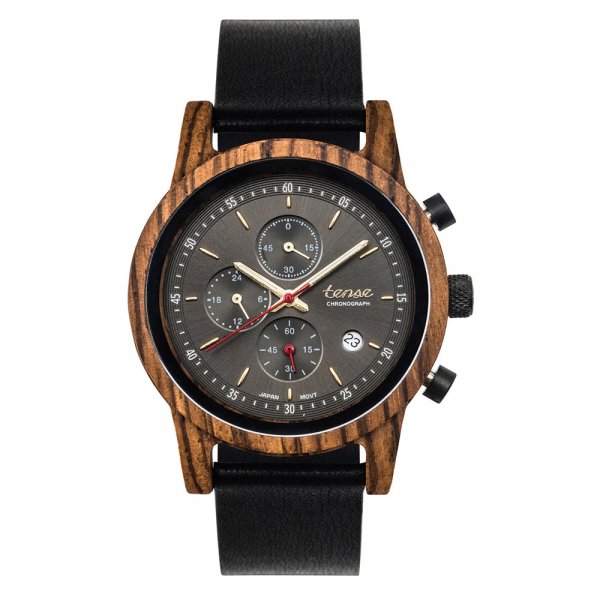 Holzuhr: TENSE Cambridge Leather Z
