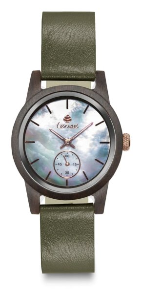 Holzuhr: TENSE Leather Hampton D