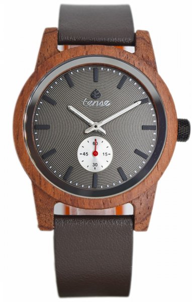 Holzuhr: TENSE Hampton Leather RB