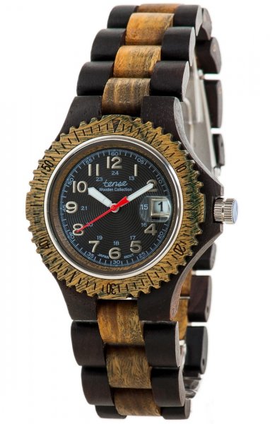 Holzuhr: Mens Compass Leadwood Greenwood