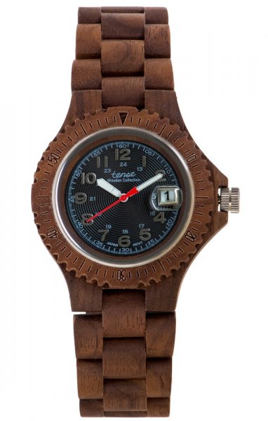 Holzuhr: Mens Compass Walnussholz