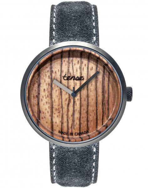 Holzuhr: TENSE CYPRESS Zebrano / grey