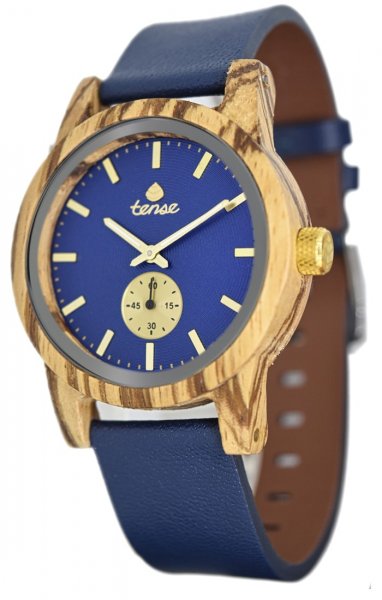 Holzuhr: Mens Leather Hampton Zebranoholz