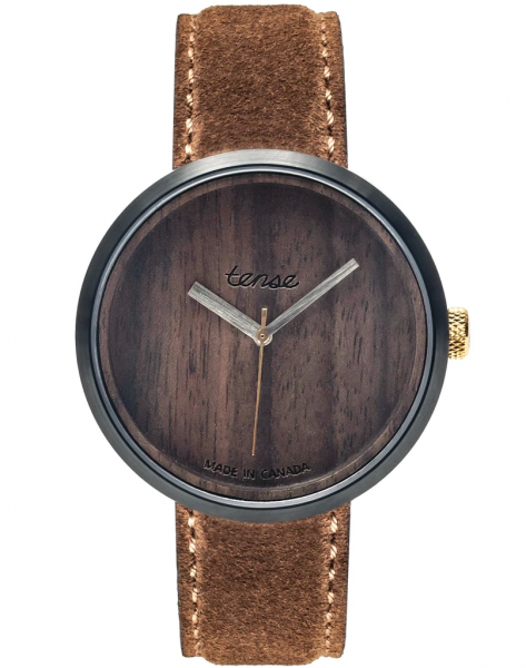 Holzuhr: TENSE CYPRESS Walnuss / schwarz