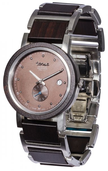 Holzuhr: Hudson Hybrid Leadwood-silber