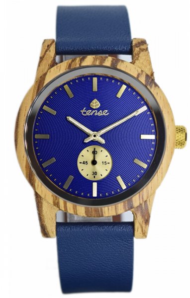 Holzuhr: TENSE Hampton Leather ZBL