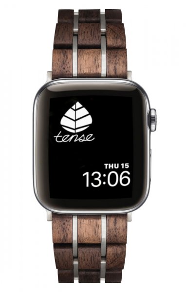 TENSE // Holz Armband für Apple Watch Walnuss/silber