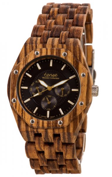 Holzuhr: Mens Washington Zebranholz
