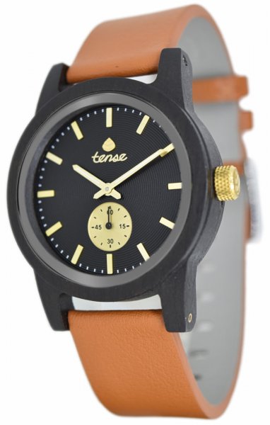 Holzuhr: Mens Leather Hampton Leadwood