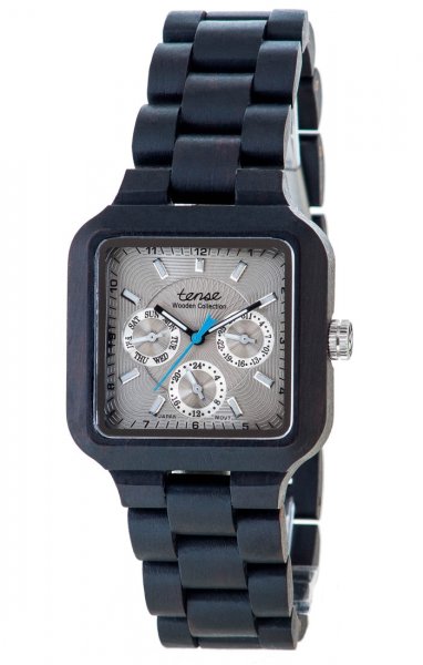 Holzuhr: Mens Summit Black Oak Silber